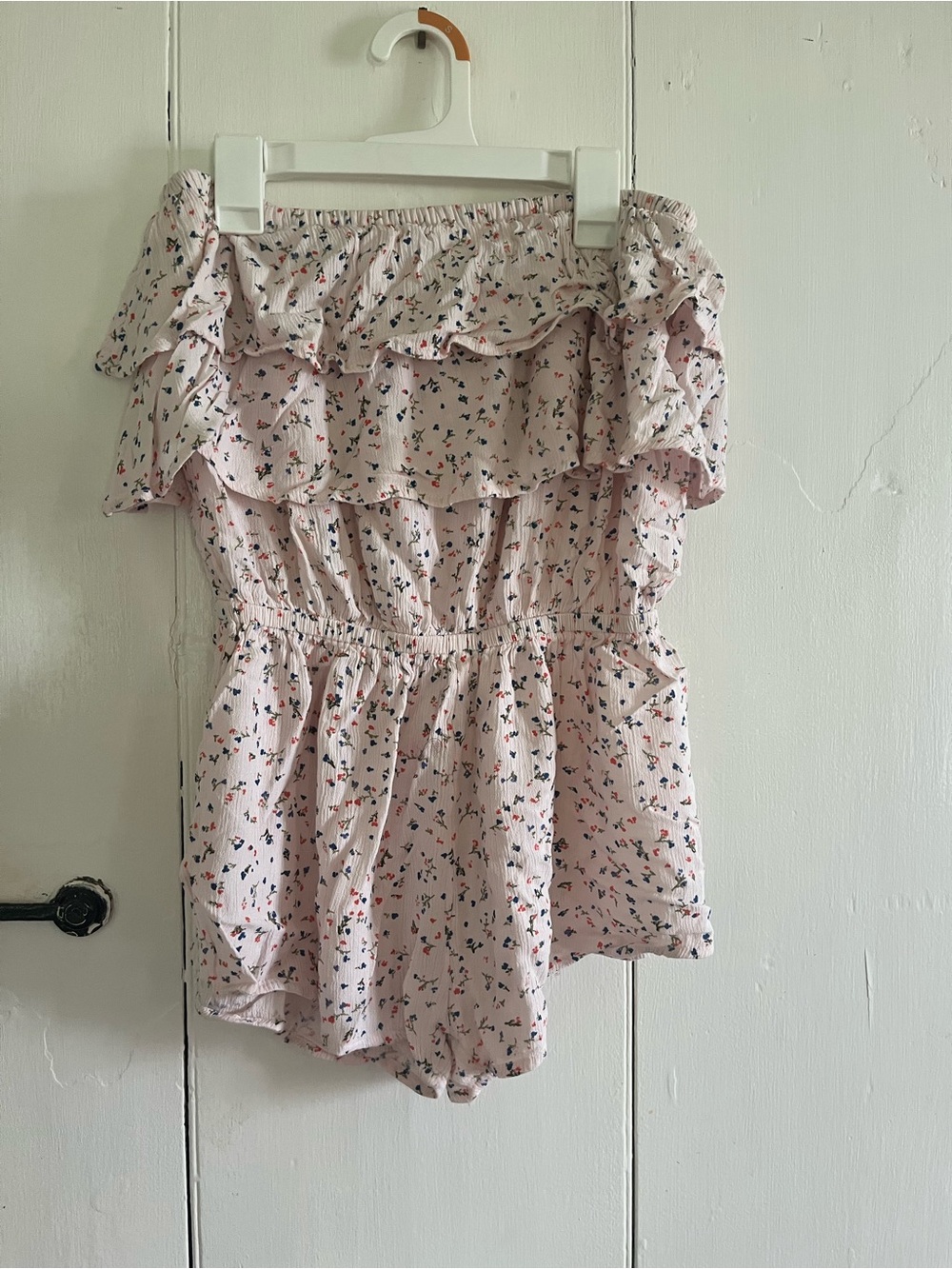 Billabong Pink Floral Off-Shoulder Swim Coverup Romper